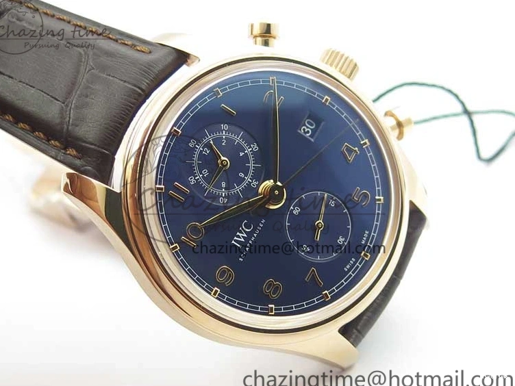 MIROTIME 0417 Portugieser Chrono  42 IW390406 RG ZF 1:1 Best Edition Blue Dial on Brown Leather Strap A Durable 7129